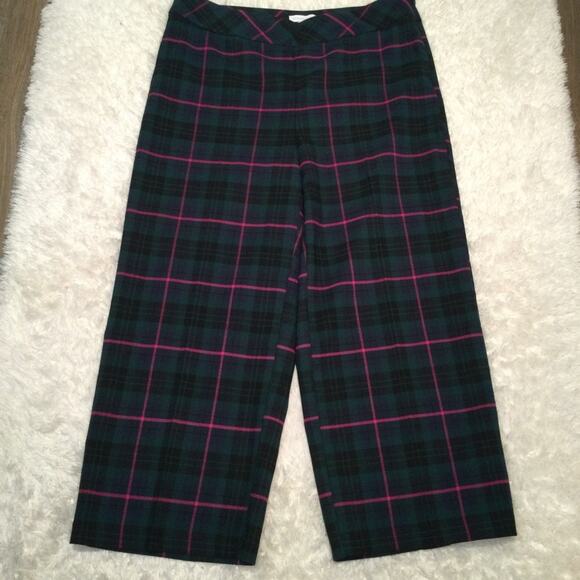 Charter Club Petite Plaid Stretch Wide-Leg Crop Pants 16P - Picture 2 of 6